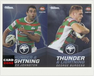 2015 TLA NRL TRADERS TRADING CARD THUNDER&LIGHTNING TL23 BURGESS + TL24 JOHNSTON