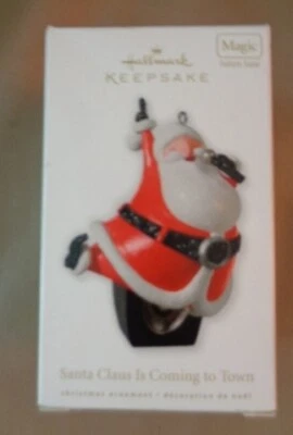 Hallmark Keepsake Ornament Santa is Coming to Town Navidad 2010 sonido sin usar, en caja Foto 1 de 4