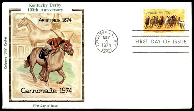 1974 Horse Racing FDC 100th Anniversary Kentucky Derby Colorano Silk Cachet - Image 1 of 2