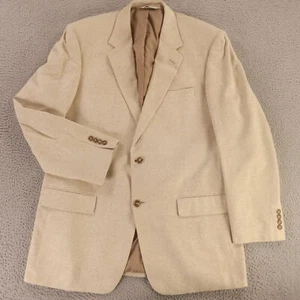 Hopsack Jacket M Beige 100% Silk Matka Blazer Sport Coat 43L - Picture 1 of 17