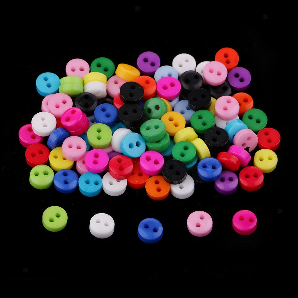 100Pcs Rainbow Resin Sewing Buttons 6/9mm Round for Boys Girls Clothes Craft - Image 1 of 1