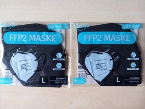FFP2 Maske schwarz einzeln verpackt 2 Stück L - Bild 1 von 2