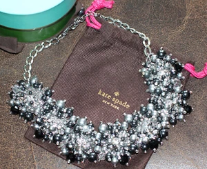 Kate Spade Silver Necklace Disc Cluster Pearls Crystal Constellation Statement - Picture 1 of 7