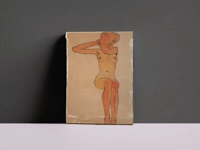 EGON SCHIELE SEATED FEMALE EXPRESSIONISM ART GICLEE PRINT CANVAS - Image 1 of 2