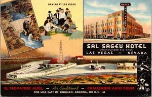 Sal Sageu Hotel Gaming Auto Court Las Vegas Nevada Postcard 1948 - Picture 1 of 2