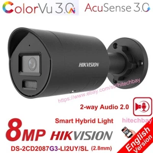 DS-2CD2087G3-LI2UY/SL 4K 8MP Ai ColorVu3.0 2-Way Audio PoE IP Camera Black 2.8mm - Picture 1 of 12