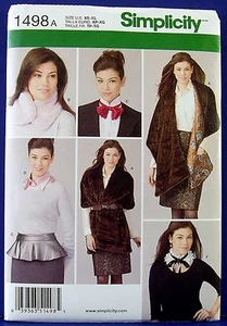 Simplicity Fake Fur Stole Shawl Peplum Belt Dickie Neck Muff Sewing Pattern 1498 - Picture 1 of 2