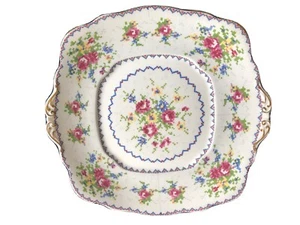 Plato de pastel cuadrado Royal Albert PETIT POINT rosa - Manejado - Hecho en Inglaterra - Imagen 1 de 4