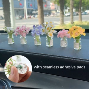 Mini Artificial Daisy Glass Vase Simulation Flower Car Ornament Desktop Decor x1 - Picture 1 of 34