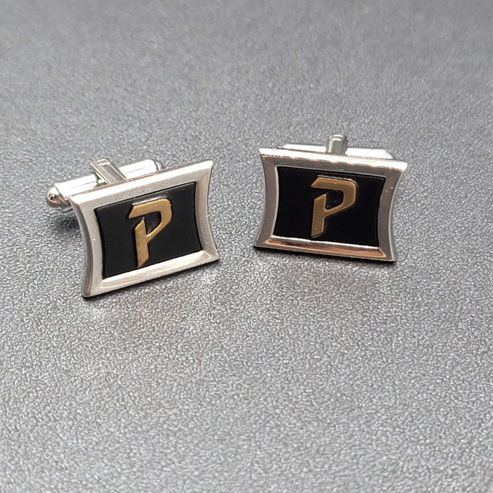 P Monogram Initial Letter Vintage HICKOK USA Cuff Links Estate Jewelry - Image 1 of 4
