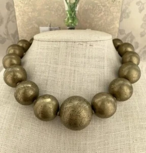 COLLAR GRUESO DE COLECCIÓN BOLA ANTIGUO TONO DORADO GARGANTILLA DE DISEÑO ESTILO RARO DECLARACIÓN - Imagen 1 de 2