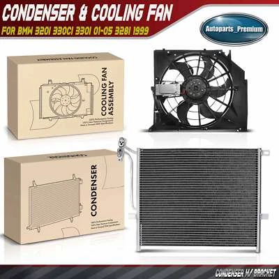 AC Condenser & Cooling Fan Assembly Kit for BMW 320i 330Ci 330i 01-05 328i 1999 - Image 1 of 4