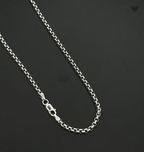 SOLID 925 STERLING SILVER Round Box Link Chain Necklace 4MM Strong and Sturdy - Picture 1 of 4