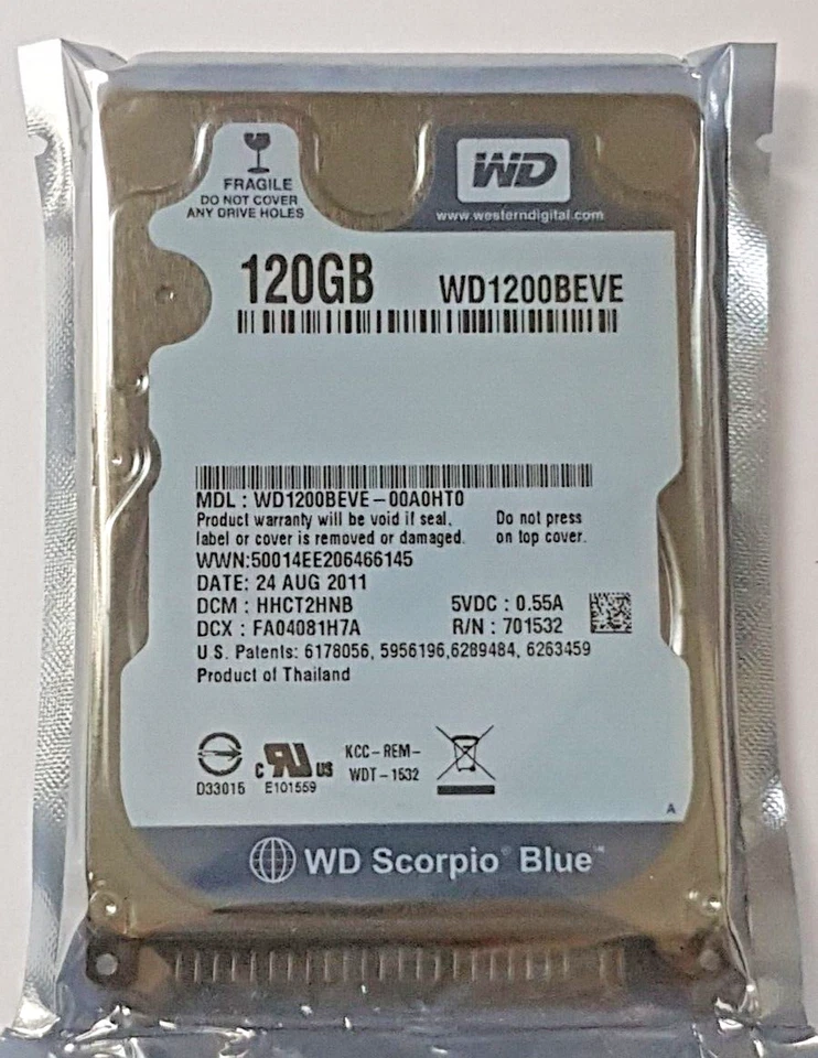 120 GB IDE Western Digital WD1200BEVE-00A0HT0 P-ATA 5400RPM 2.5" Hard Drive New - Image 1 of 1