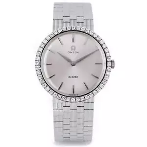 Omega 1960's Watch Double Signed by Meister | Diamond Bezel | 18k White Gold | 1 - Picture 1 of 8