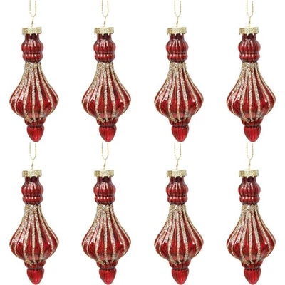8PK Urban Bulb Drop Glass Baubles Hanging Christmas Decoration 11cm Red Assorted - image 1 of 4