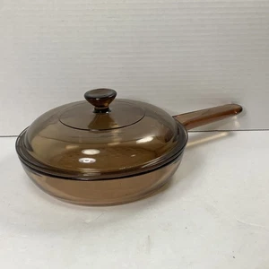 Vintage Pyrex Corning USA Visions 7 Zoll Pfanne mit Deckel Waffelboden - Bild 1 von 5