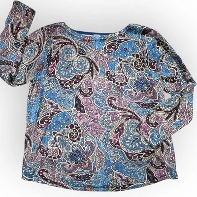 Suéter Pullover Ligero Chicos Brillante Estampado Paisley Cuello Barco Para Mujer XL 3 Foto 1 de 4