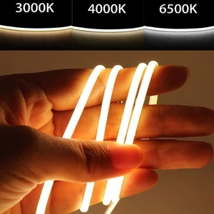 Thin 5mm Width COB LED Strip 12V Flexible Warm Cool White Tape Light Strips 5m - Picture 1 of 13
