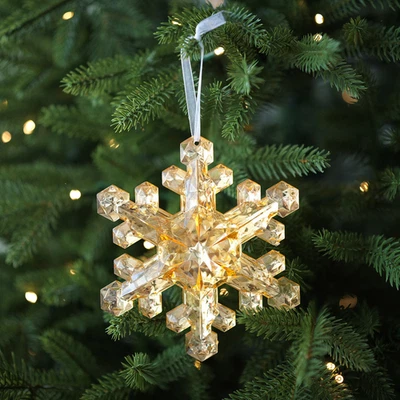 Fiocco di Neve Plastica Ornamenti da Appendere per Albero Argento Oro Design Cla - Immagine 1 di 4