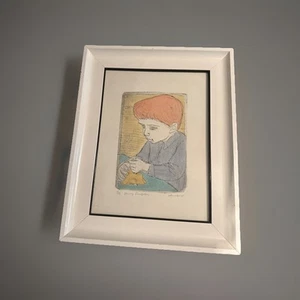 LISTED ARTIST IRVING AMEN SIGNED PRINT 63/90 YOUNG SCULPTURE FRAMED 20.5x16 - Picture 1 of 5