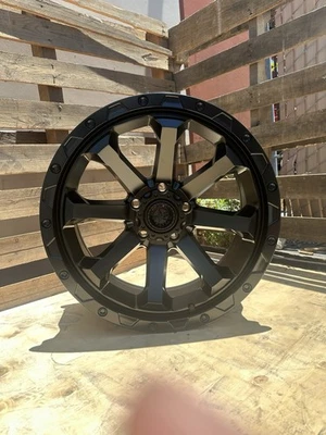 (4) 20X9 AMERICAN OUTLAW CAPONE SATIN BLACK  5X139.7MM - Image 1 of 4