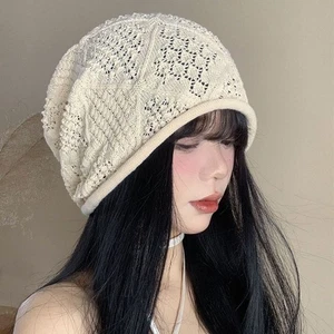 Womens Hollowed Out Beret Cap Casual Hat Breathable Slouchy Cap Fashion - Picture 1 of 19