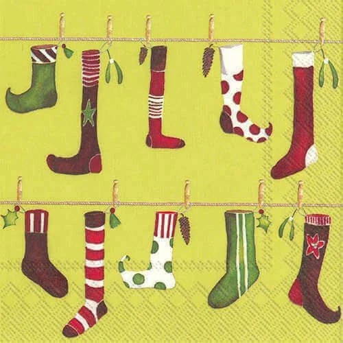 Crazy Christmas Stockings Luncheon Paper Napkins - Image 1 of 1