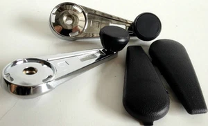 PORSCHE 911 912 CHROME WINDOW WINDER HANDLE CRANK + COVER 4pc SET 1965 - 1974 - Picture 1 of 1