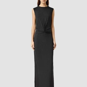 Maxi Vestido AllSaints Mia Talla XS Gris Carbón Ligero Jersey Torcido Central - Imagen 1 de 11
