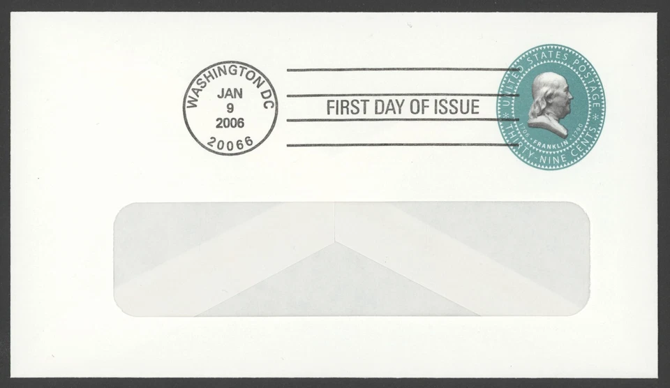 2006 US Scott # U659 39c Benjamin Franklin FDC on #6 Windowed Envelope - Image 1 of 1
