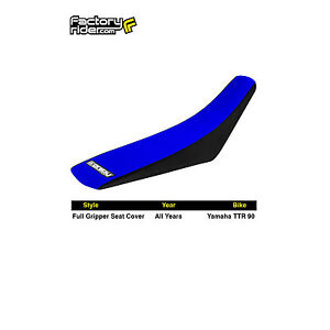 YAMAHA TTR 90 Seat Cover Gripper by Enjoy Mfg    BLACK SIDES / BLUE TOP Std #127