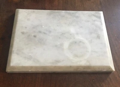 Grande suporte ou base de exibição retangular antiga do século XIX pedra de mármore cinza branco - Imagem 1 de 4