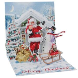 Pop-Up Christmas Card Trearures by Popshots Studios - Santa and Snowman