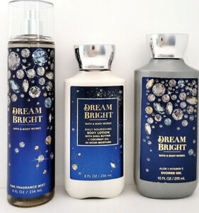 Bath & Body Works DREAM BRIGHT Body Mist Shower Gel & Body Lotion Set of 3 NEW