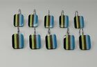 Shower Curtain Hooks Multicolor Stripe Set Of 10 Hipster Sixties Seventies Vibe