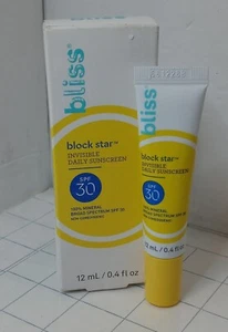 Bliss - Block Star - Invisible Daily Sunscreen 30 SPF 12 mL 0.4fl oz EXP 12/23 - Picture 1 of 2