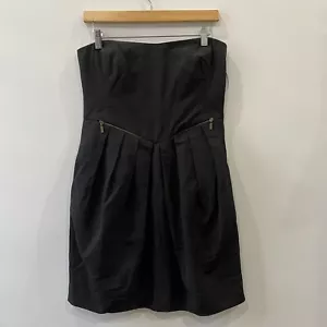 SEE BY CHLOE Womens Black Strapless Pleated Fit+Flare Mini Dress UK Size 12 - Picture 1 of 8
