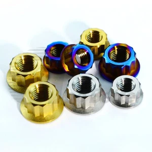 Tuercas de brida hexagonal bi titanio 12 puntos M8 M10 x 1,25 GR5 Ti motocicleta MTB bicicleta - Imagen 1 de 10