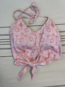 Kortni Jeane Swimsuit Tie Up Top Floral Pink Top X-Small Tankini Q2 - Picture 1 of 3