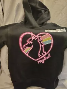 SALE*NWT So Favorite Hoodie Blk Pink Unicorn Girls sz 7 - Picture 1 of 3