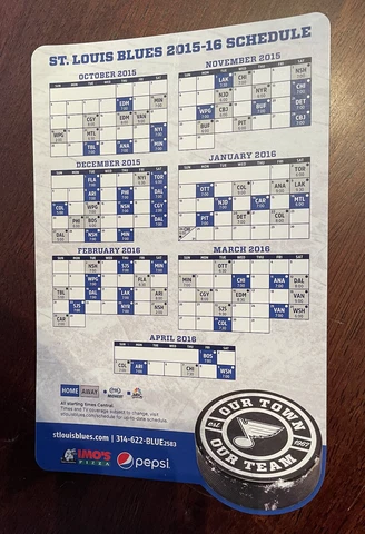 St. Louis Blues 2015-2016 Magnet Schedule SGA NEW Cover