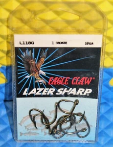 Eagle Claw Fish Hooks Lazer Sharp L118G Size 3 Bronze QTY 10 - Picture 1 of 3