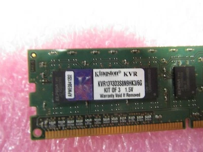 KVR1333D3S8N9HK3/6G Kingston 6GB (3x2GB) DDR3 Non ECC PC3-10600 1333Mhz Memory - Image 1 of 3