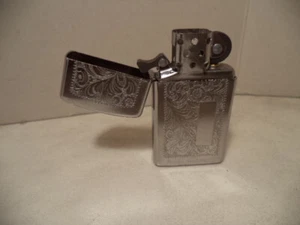 ZIPPO LIGHTER ACCENDINO VINTAGE VENEZIANO SLIM CHROME NEW NUOVO - Imagen 1 de 5
