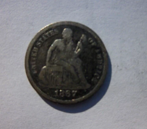 1867-S SEATED LIBERTY DIME 10C SAN FRANCISCO RARE DATE MINT COLLECTOR COIN VF CL Cover