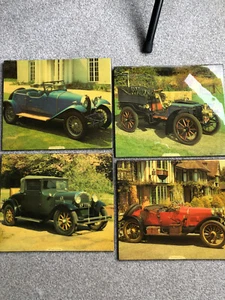 Bugatti Roadster 4 Vintage Classic Car Wall Wooden Gloss Plaques Pictures - Picture 1 of 12