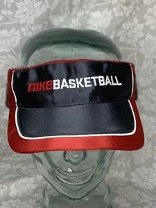 Vintage Nike Hoops Black And Red Sweat Band Basketball Visor Hat Cap One Size - Picture 1 of 7