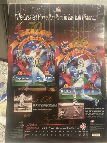 Mark McGwire Sammy Sosa Home Run Race  Babe Ruth, Maris Poster 27 X 19 1st Ed Cover