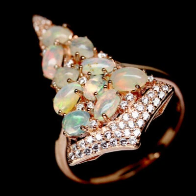 Shola Vero Naturalenaturale Prezioso Opale Anello Gr.18 Argento Sterling R662 - Immagine 1 di 3